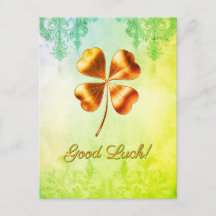 Green Shades Four-leaf Clover Good Luck Postcard