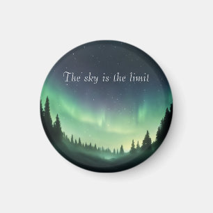 Green Shades of Northern Lights Night Sky Magnet
