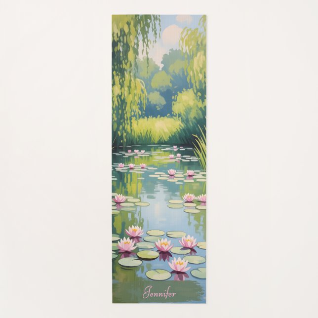 Green Shades Peaceful Waterlily Pond Yoga Mat (Front)