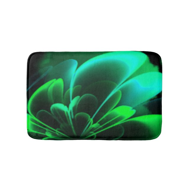 Green Shades Stylised Flower Half Corolla Bath Mat (Front)