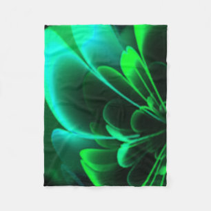 Green Shades Stylised Flower Half Corolla Fleece Blanket