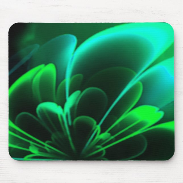 Green Shades Stylised Flower Half Corolla Mouse Pad (Front)
