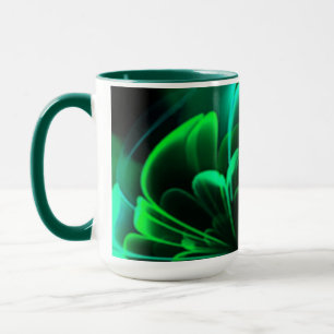 Green Shades Stylised Flower Half Corolla Mug