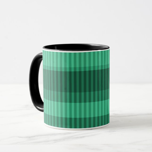 Green shades vertical striped pattern mug (Front Left)