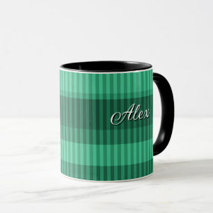 Green shades vertical striped pattern mug