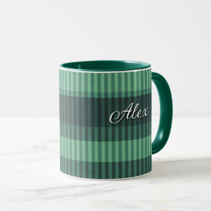 Green shades vertical striped pattern mug