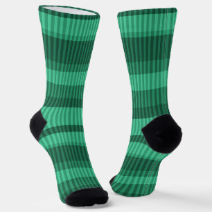 Green shades vertical striped pattern socks