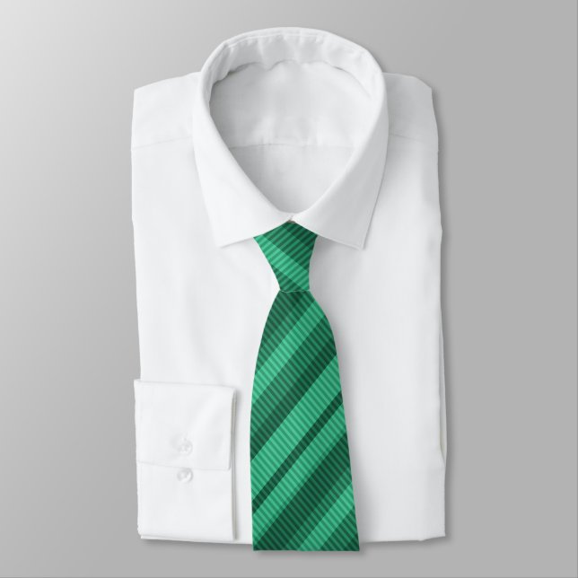 Green shades vertical striped pattern tie (Tied)