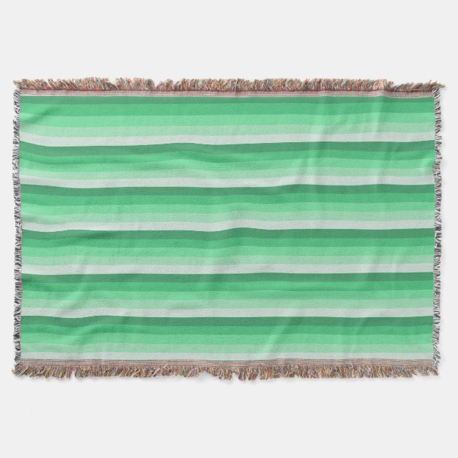 Green shadow stripes throw blanket (Front)