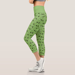 Green Shadows Polka Dots Capri Leggings