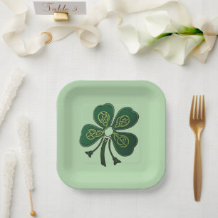 Green Shamrock 2025 Paper Plate