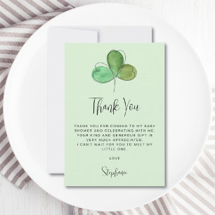 Green Shamrock Baby Shower Thank You Card