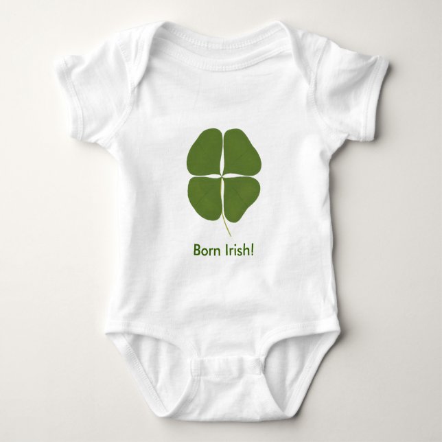 Green Shamrock, Born Irish Saint Patricks Day Tee (Front)