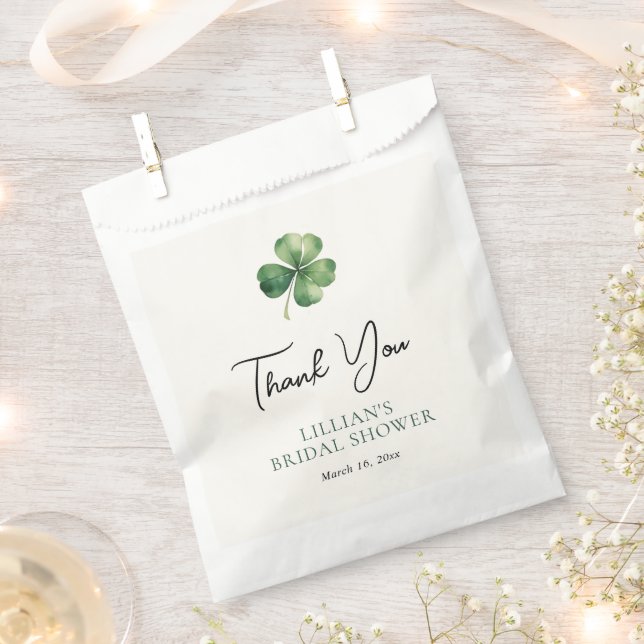 Green Shamrock Bridal Shower Favour Bag (Clipped)