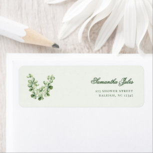 Green Shamrock Bridal Shower Return Address Label