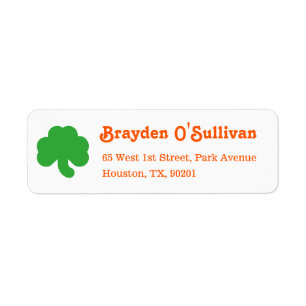 Green Shamrock Clover Irish Colours St Patricks Da Return Address Label