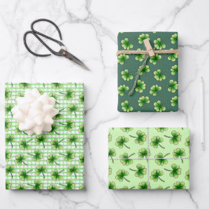 Green Shamrock Clover Leaf St. Patricks Day Wrapping Paper Sheet