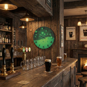 Green Shamrock Clover St Patrick’s Day Luck Large Clock