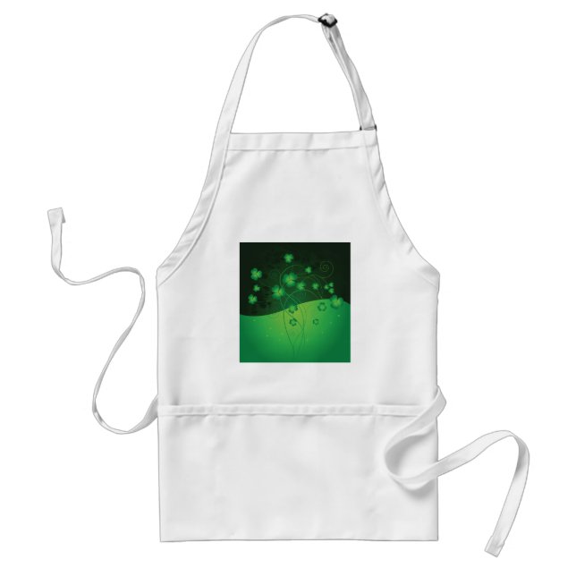 Green Shamrock Clover St Patrick’s Day Luck Standard Apron (Front)