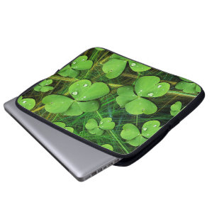 Green Shamrock Clover St Patrick's Day Laptop Slee Laptop Sleeve