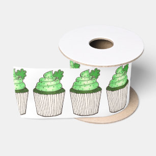 Green Shamrock Cupcake Saint Patrick's Day Ribbon Satin Ribbon