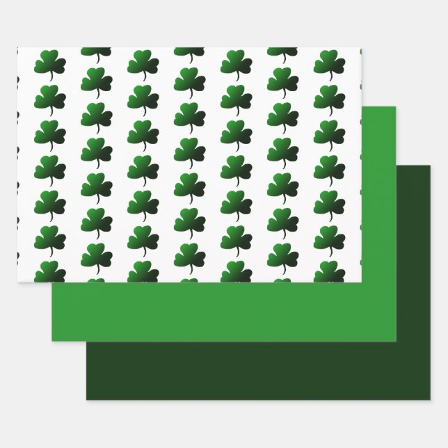 Green Shamrock design Wrapping Paper Sheet (Set)