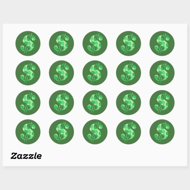 Green Shamrock Dollar Sign Stickers (Sheet)