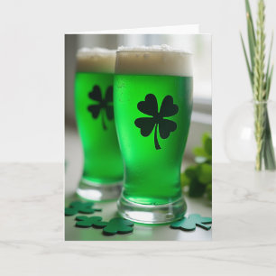 Green Shamrock Drinks Pattern Card