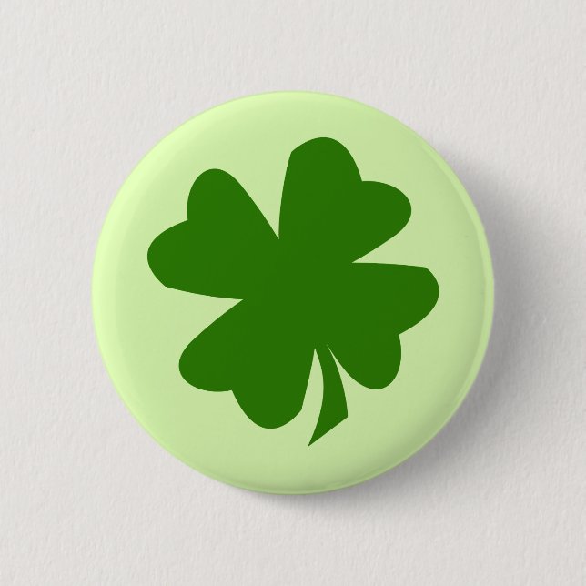 Green shamrock four leaf clover lucky St Patrick's 6 Cm Round Badge (Front)