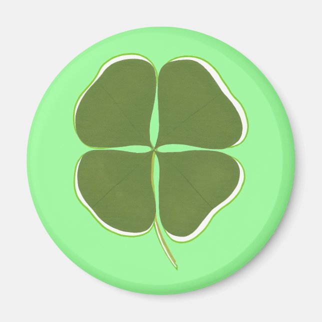 Green Shamrock, four leaf clover magnets (Front)