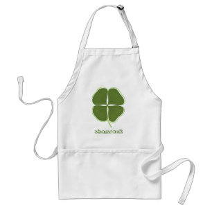 Green Shamrock, four leaf clover, outline aprons