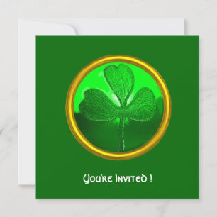 GREEN SHAMROCK GEMSTONE ,ST PATRICK'S DAY PARTY INVITATION