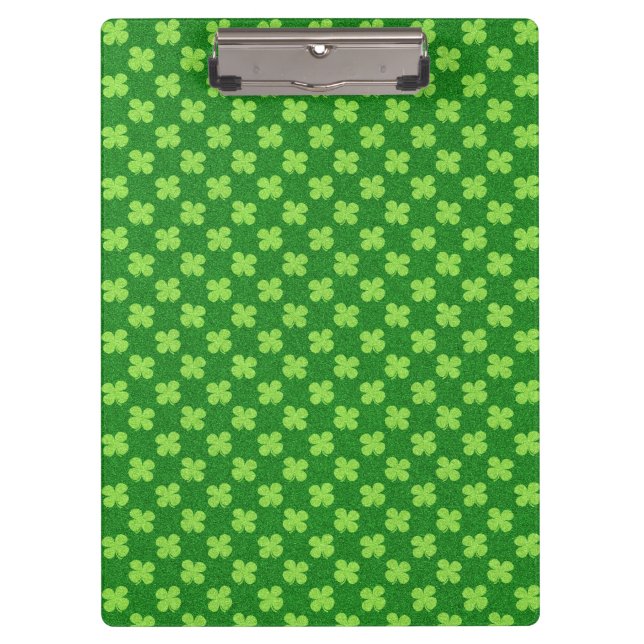 Green Shamrock Glitter Clipboard (Front)