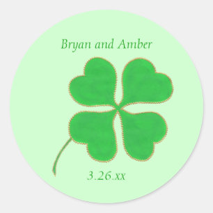 Green Shamrock Gold Dots, Save the date stickers