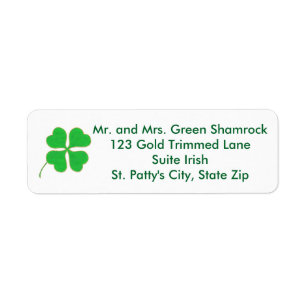 Green Shamrock Gold Dots Trim Address Labels