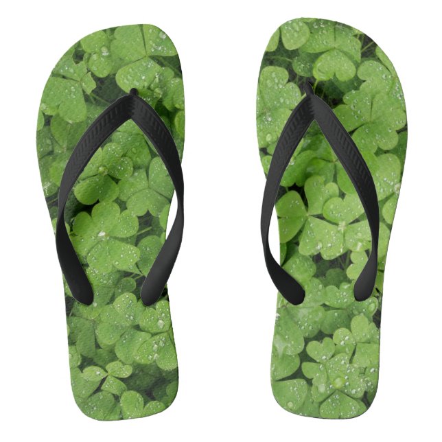 Green shamrock grass flip flops (Footbed)