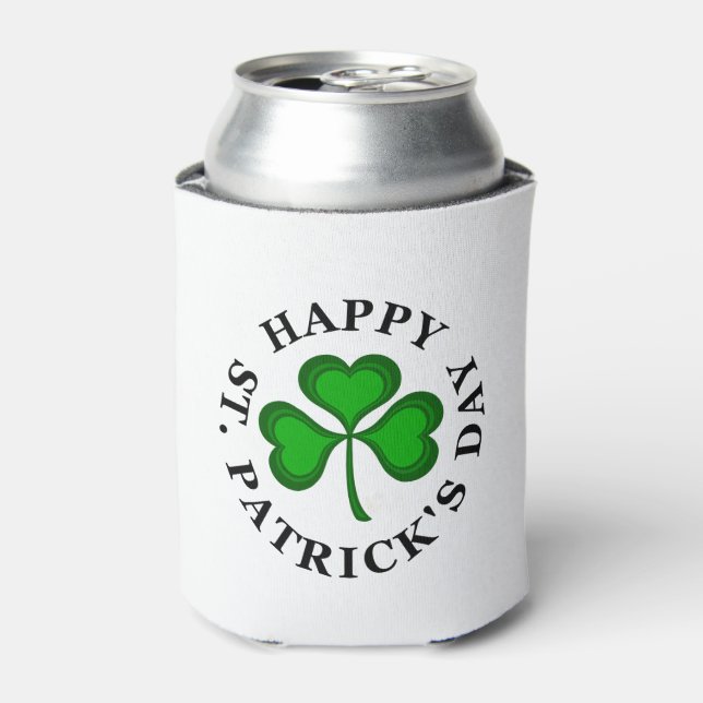 Green Shamrock HAPPY ST. PATRICK'S DAY Can Cooler (Can Front)
