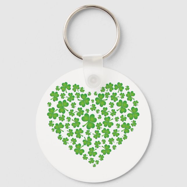 Green Shamrock Heart Key Ring (Front)
