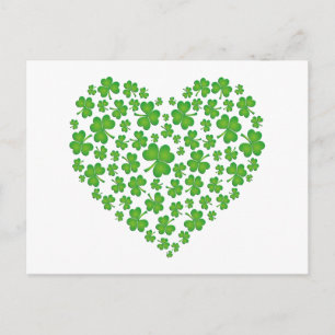 Green Shamrock Heart Postcard