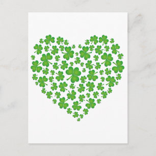 Green Shamrock Heart Postcard