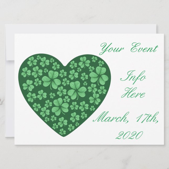 green Shamrock heart St Patrick's Day (Front)
