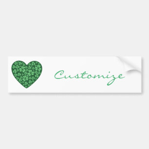 green Shamrock heart St Patrick's Day Bumper Sticker