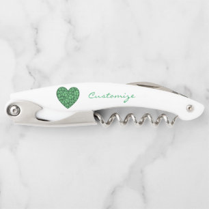 Green Shamrock Heart St Patrick's Day Corkscrew