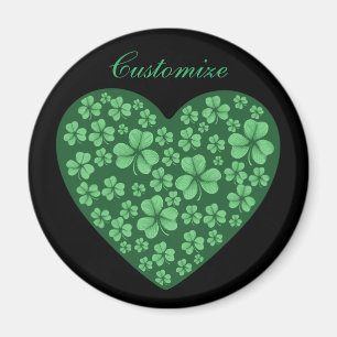 green Shamrock heart St Patrick's Day Magnet