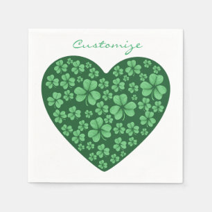 green Shamrock heart St Patrick's Day Napkin