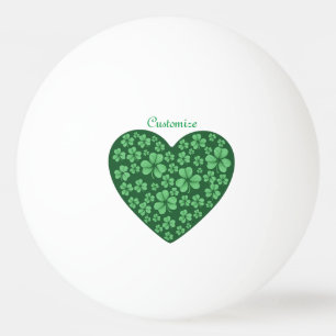 green Shamrock heart St Patrick's Day Ping Pong Ball