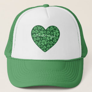 green Shamrock heart St Patrick's Day Trucker Hat