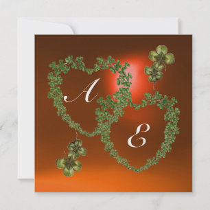 GREEN SHAMROCK HEARTS MONOGRAM white ,orange Announcement