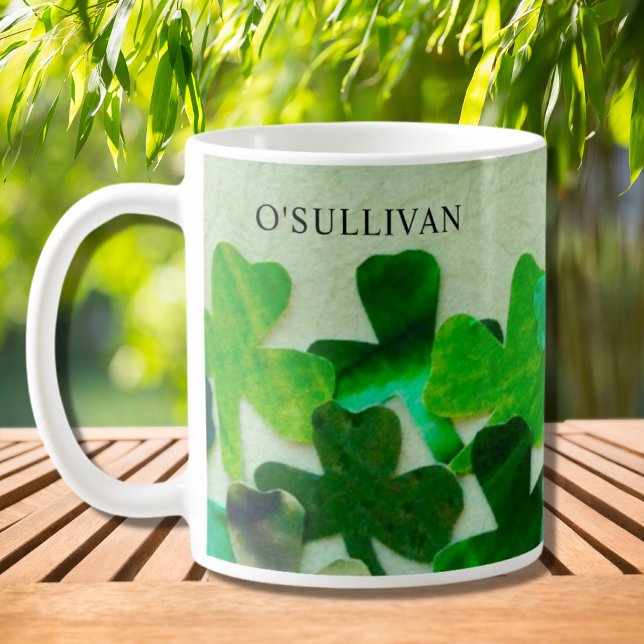 Green Shamrock Irish Custom Name Coffee Mug (Creator Uploaded)