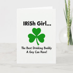 Green Shamrock Irish Girl Card